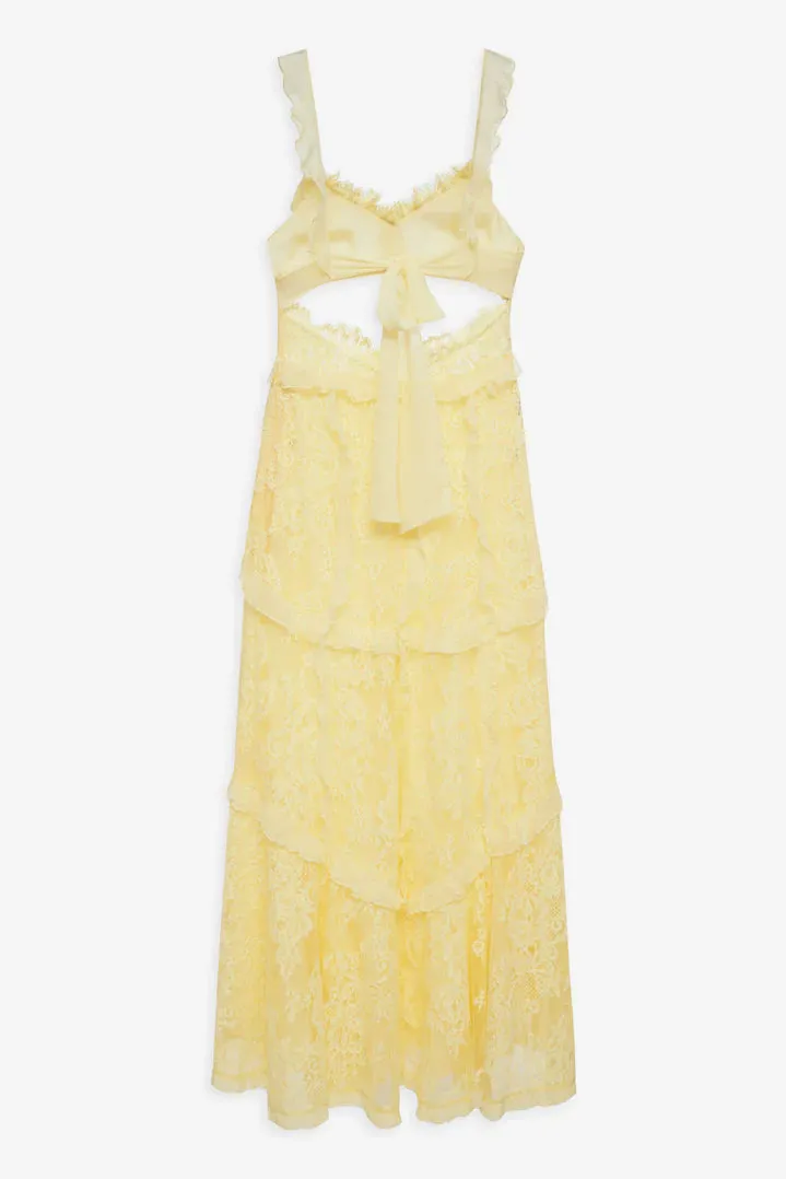 For Love & Lemons Milena Lace Maxi Dress - Yellow