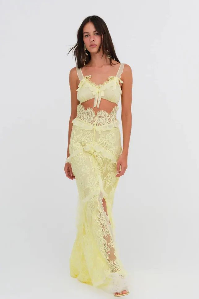 For Love & Lemons Milena Lace Maxi Dress - Yellow