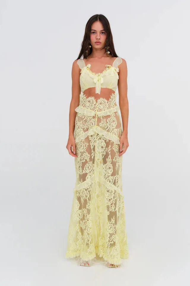 For Love & Lemons Milena Lace Maxi Dress - Yellow