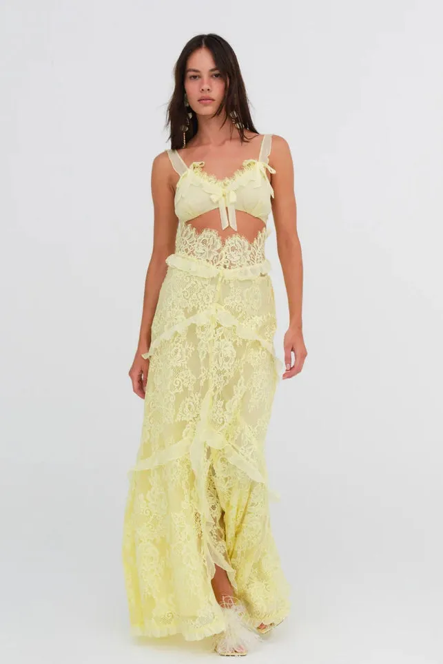 For Love & Lemons Milena Lace Maxi Dress - Yellow