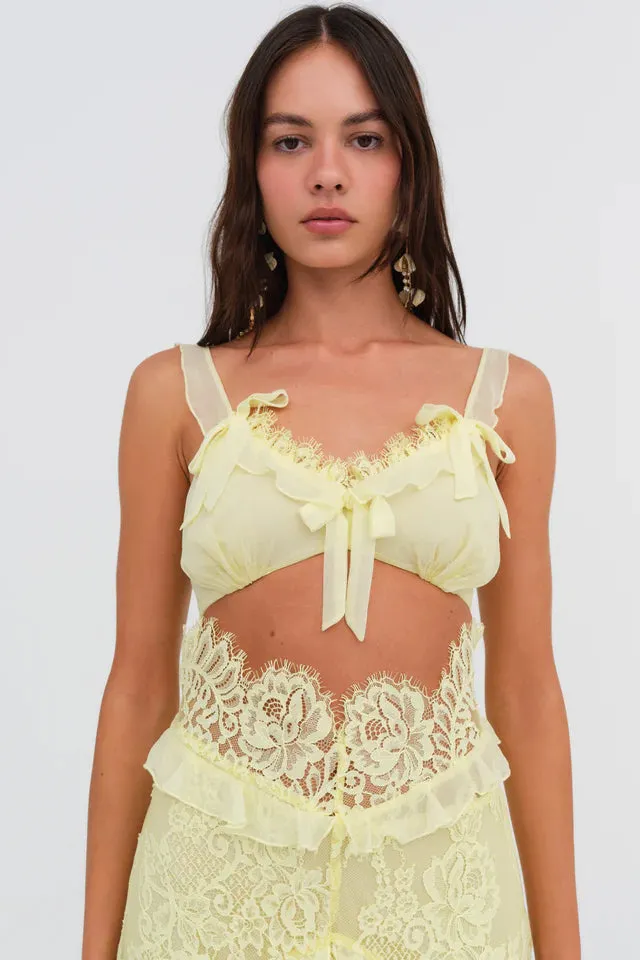 For Love & Lemons Milena Lace Maxi Dress - Yellow