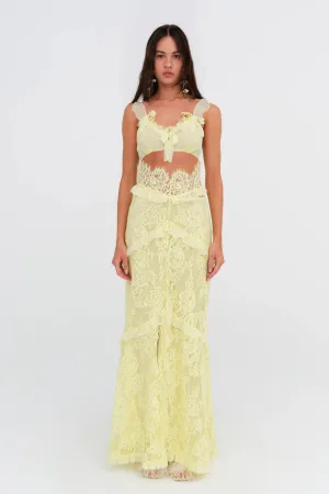 For Love & Lemons Milena Lace Maxi Dress - Yellow