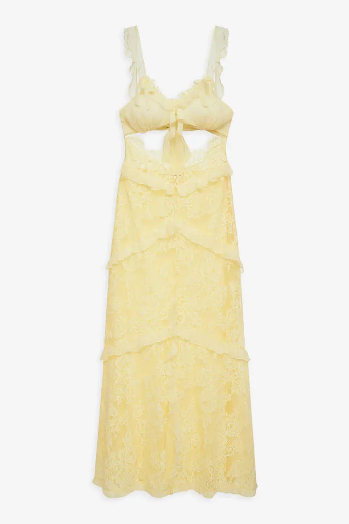 For Love & Lemons Milena Lace Maxi Dress - Yellow