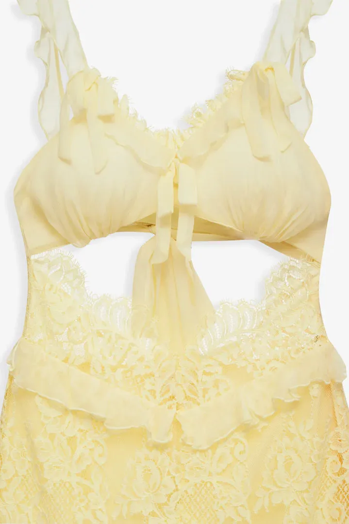 For Love & Lemons Milena Lace Maxi Dress - Yellow