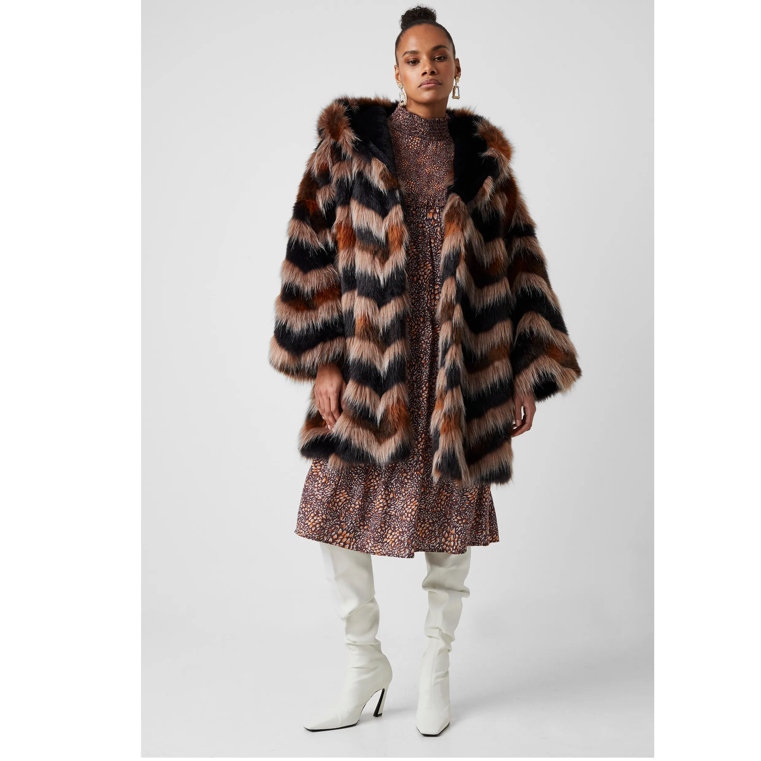 French Connection DALLOW FAUX FUR HOODED COAT 70RNF