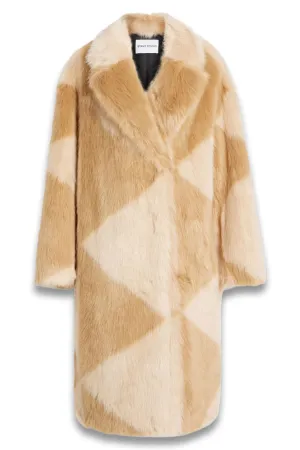 Genevieve Checked Faux Fur Coat