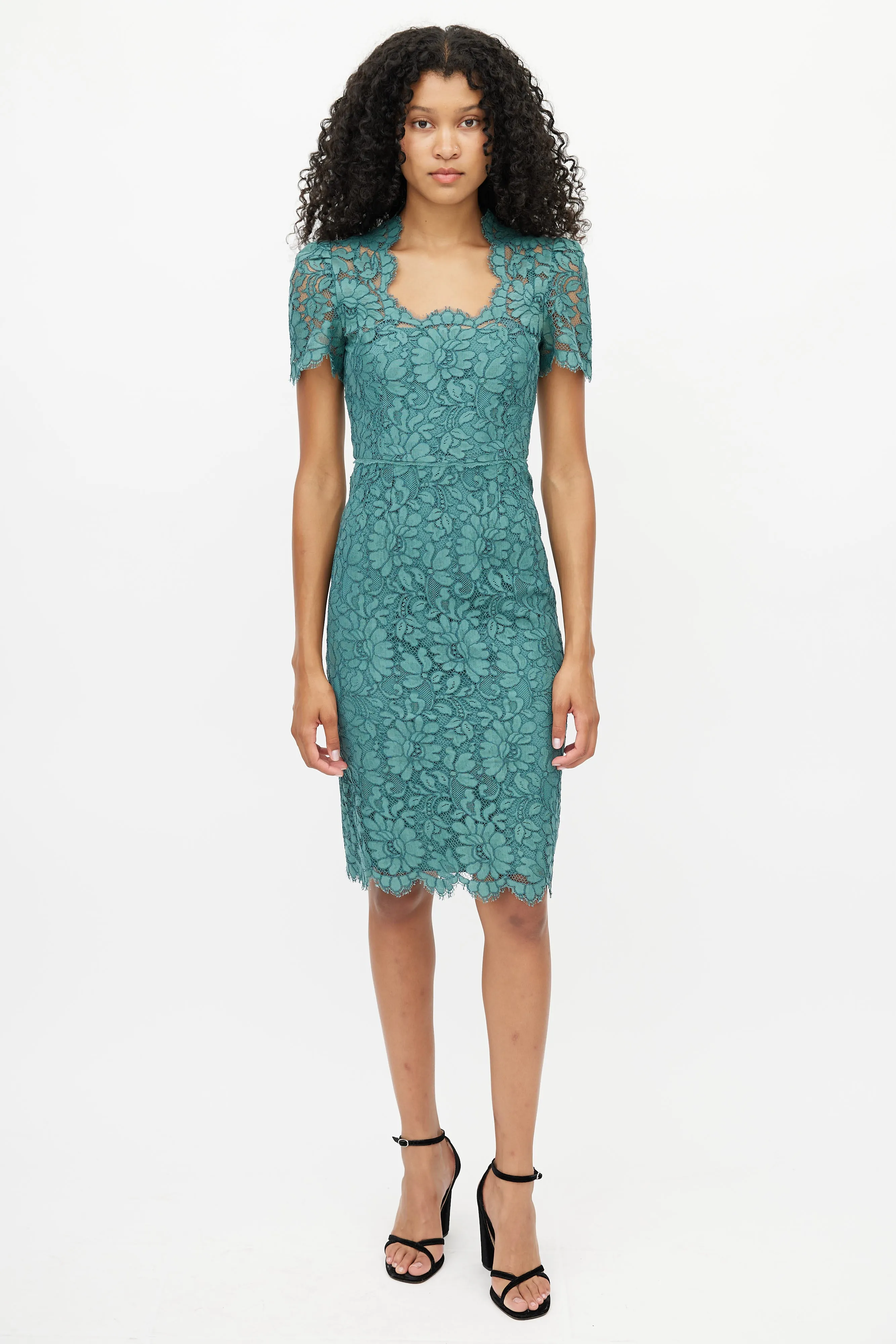 Green Lace Midi Dress