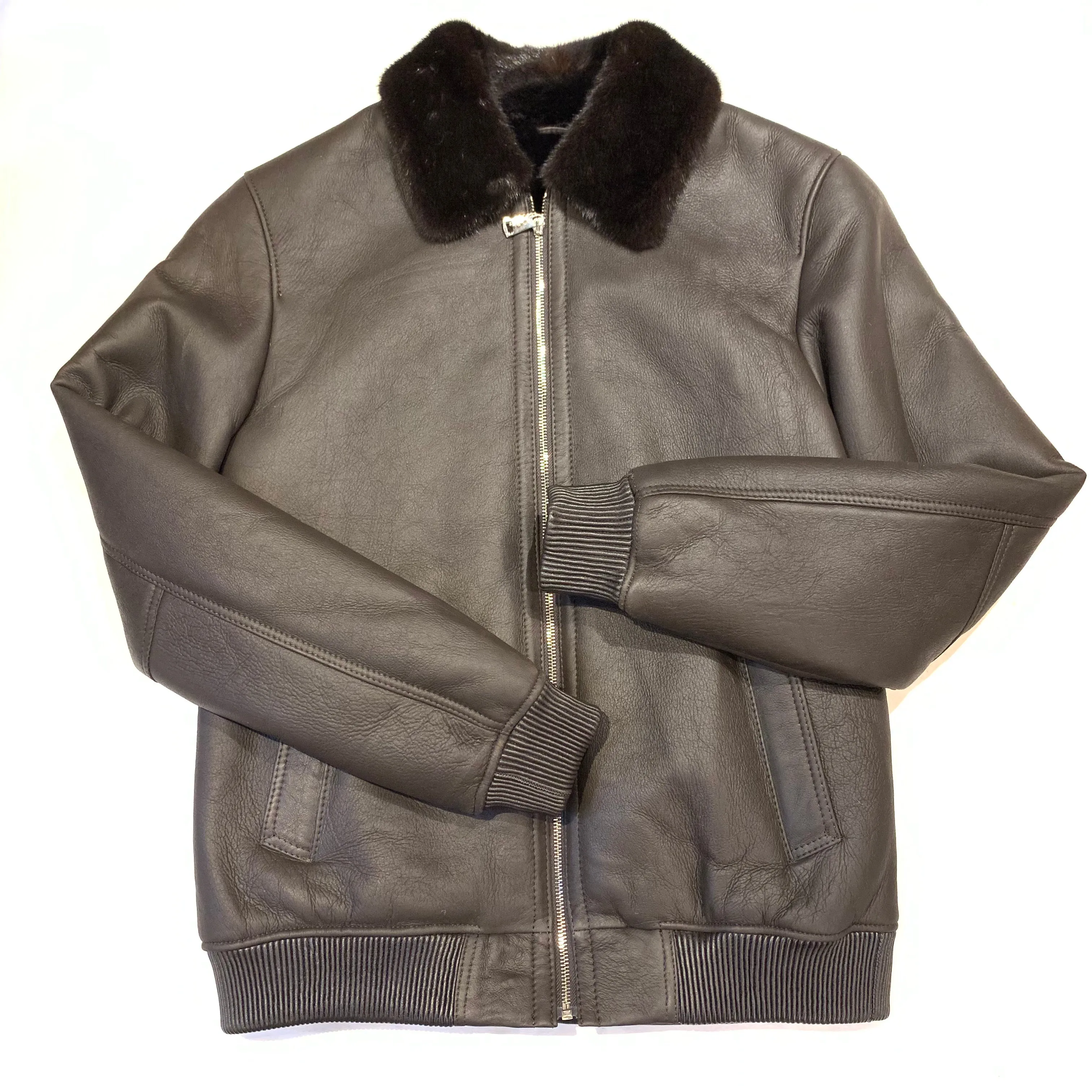 Kashani Brown Lambskin Bomber Jacket