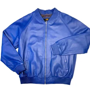 Kashani Royal Blue Naked Lambskin Bomber Jacket