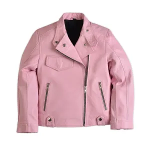 Kelly Girls Moto Pink Leather Jacket