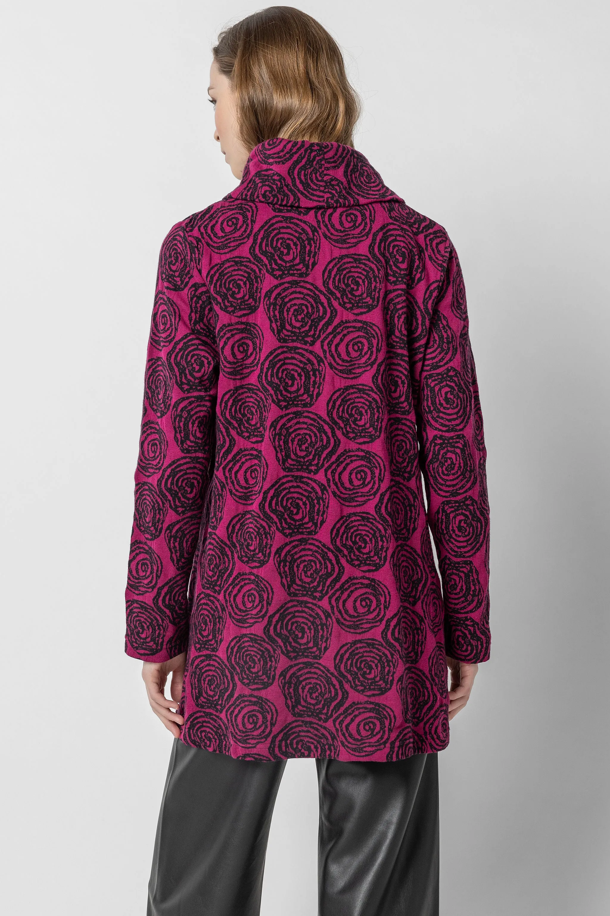 Komil Clothing Cowl Tunic Geo Floral Wineberry