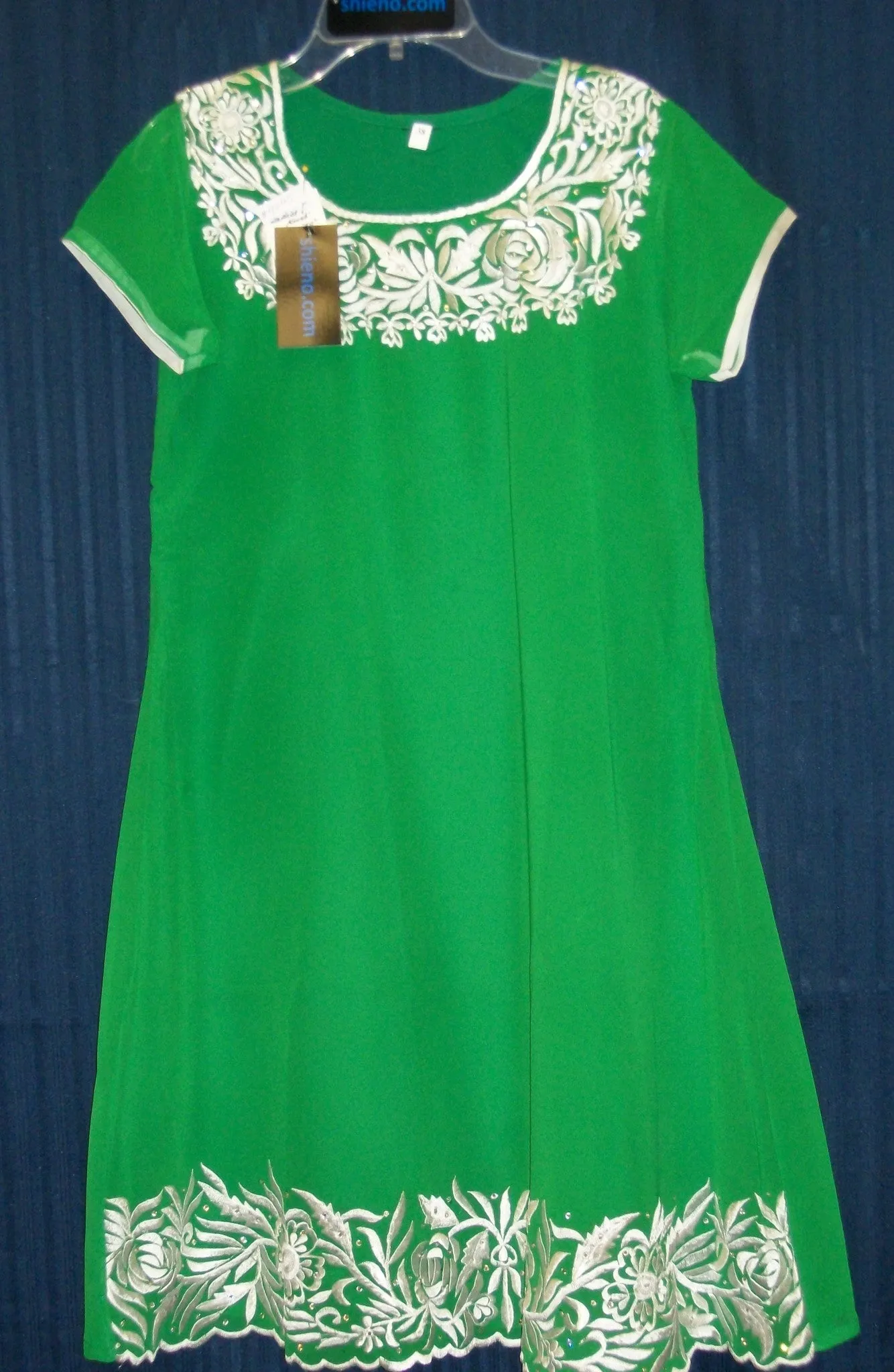 Kurti 4045 Green Georgette Flared Anarkali Kameez Small Size Shieno Sarees