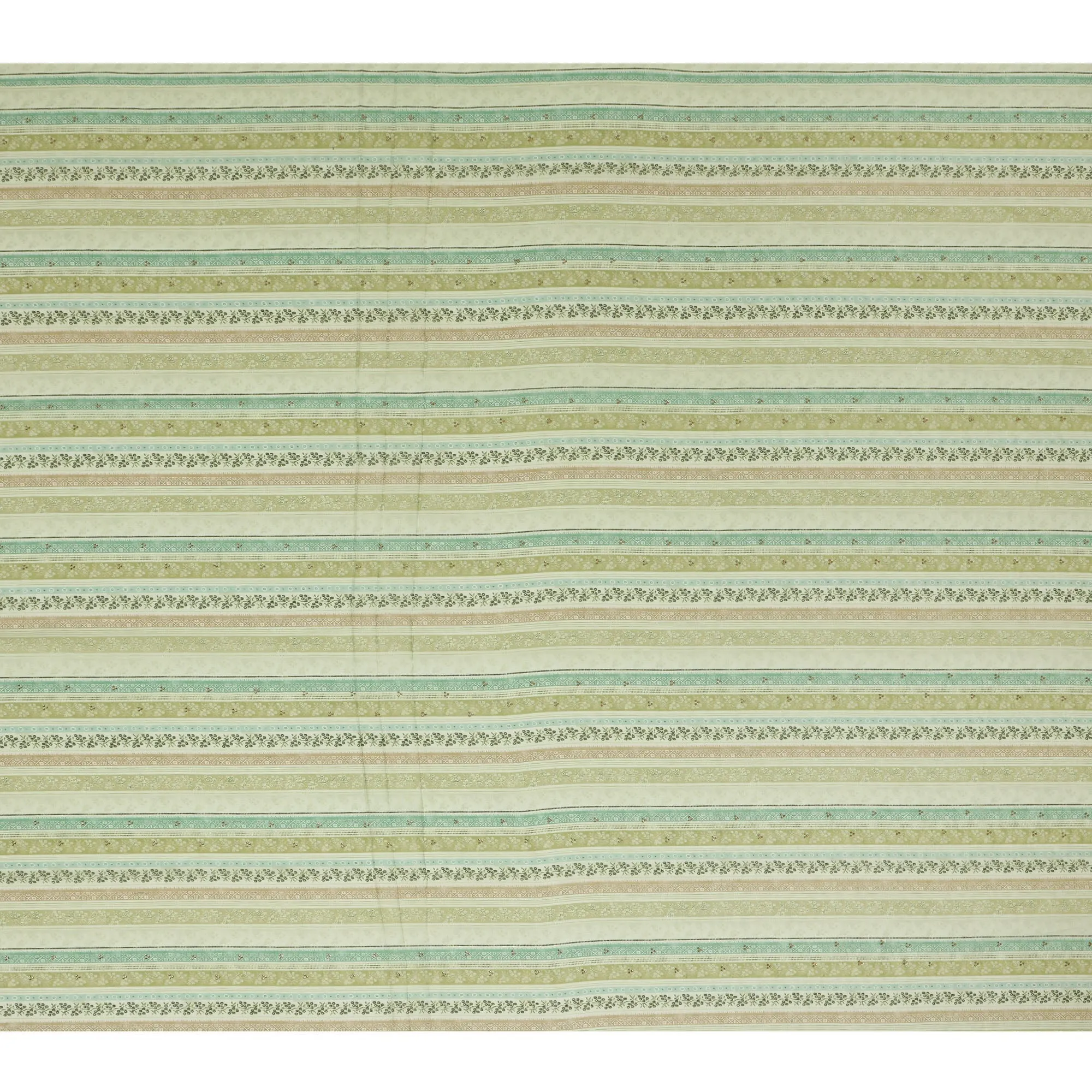 Light Green and Beige Striped Synthetic Viscose Fabric with Stone Work, 110 cm Width-D20581