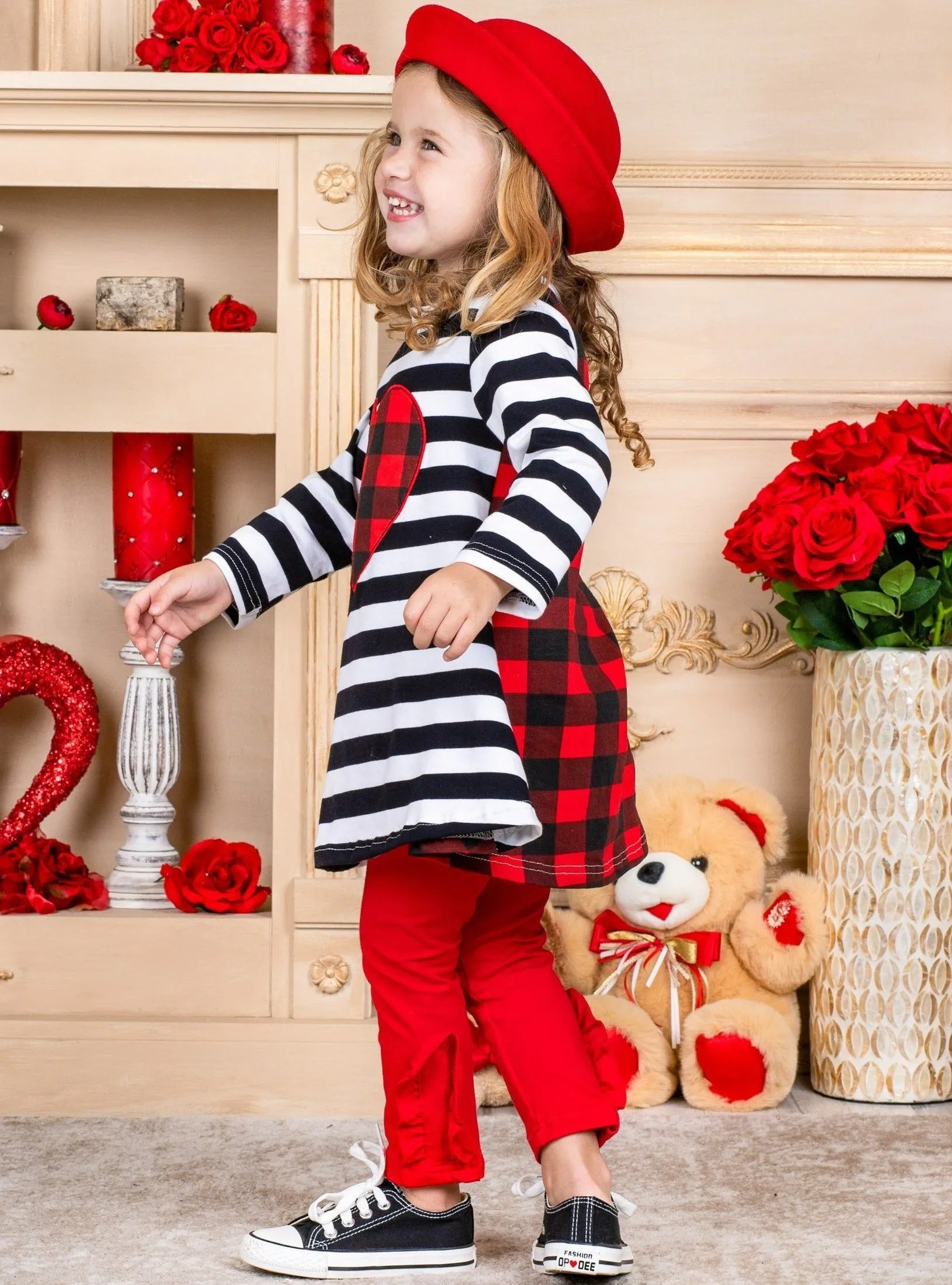 Love You All Dual Pattern Tunic and Legging Set