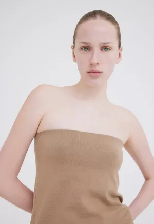 Maia Cotton Strapless Top - Upstate Tan