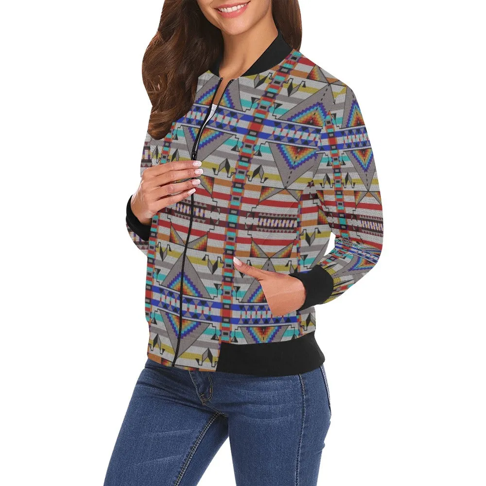 Medicine Blessing White All Over Print Bomber Jacket for Women