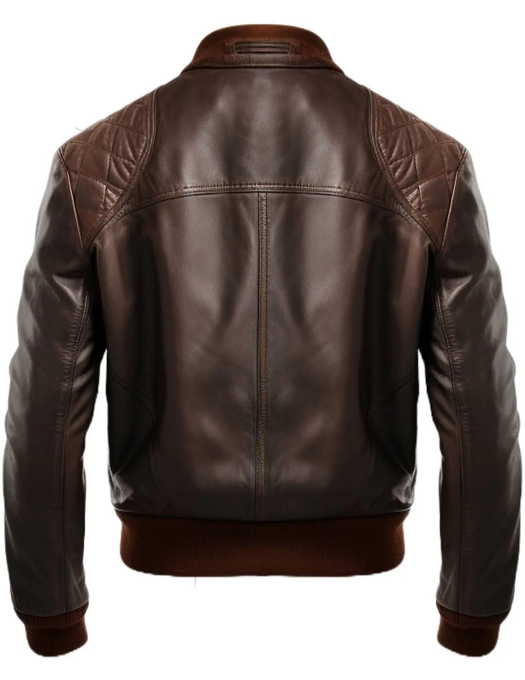 Men Brown Leather Jacket - Brown Bomber Jacket for Men