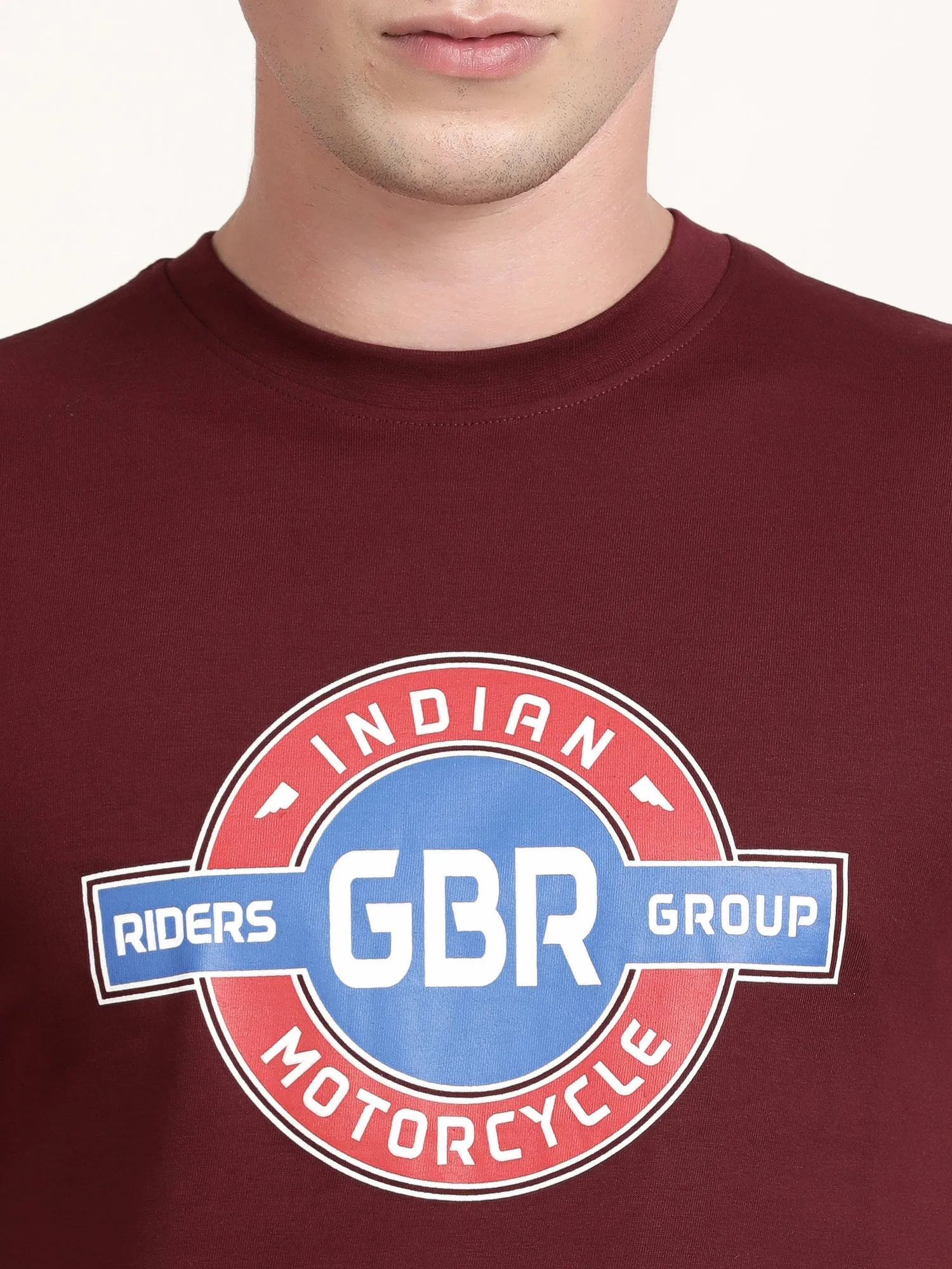 Men Maroon Round Neck T-shirt (SPINA1001)