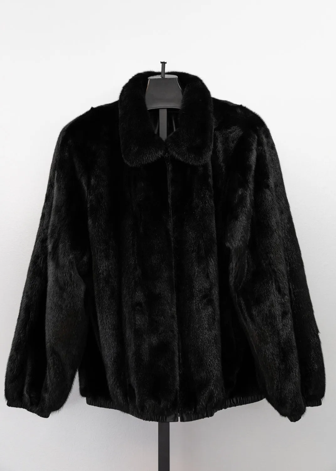 Men's Black Lambskin Bomber Jacket Reversible to Full skin Mink