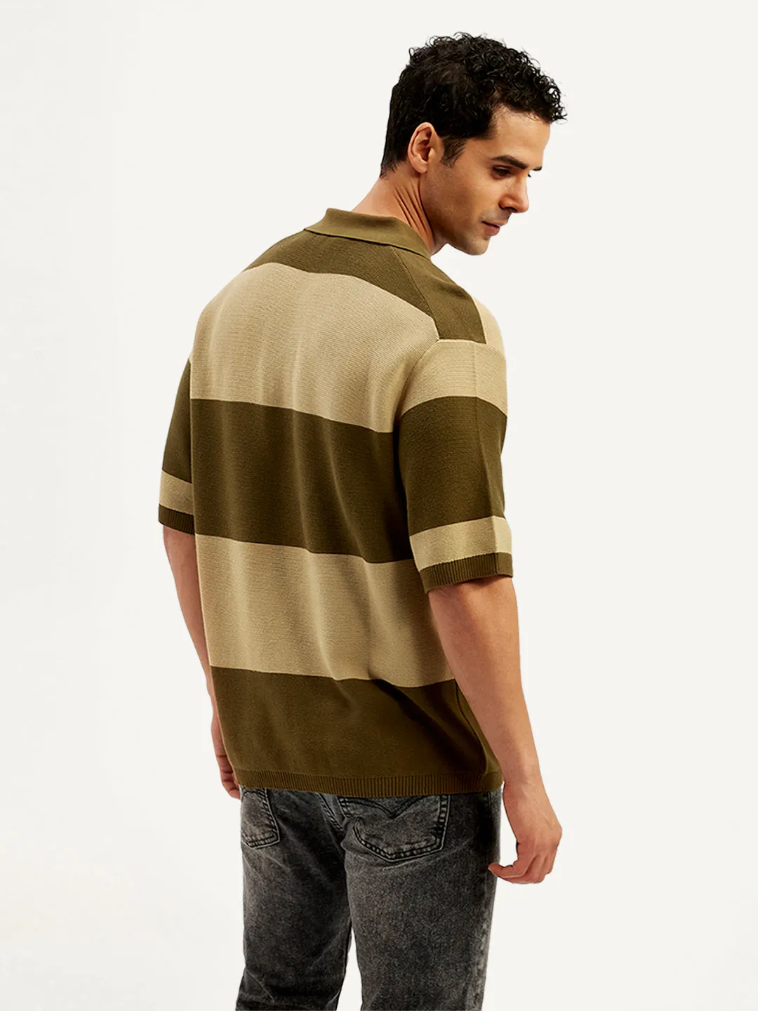 Men's Colorblock Loose Fit Polo T-Shirt