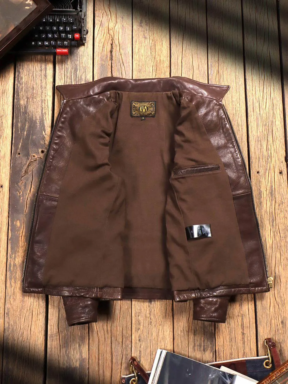 Men's Newsboy Leather Jacket Brown Cowhide