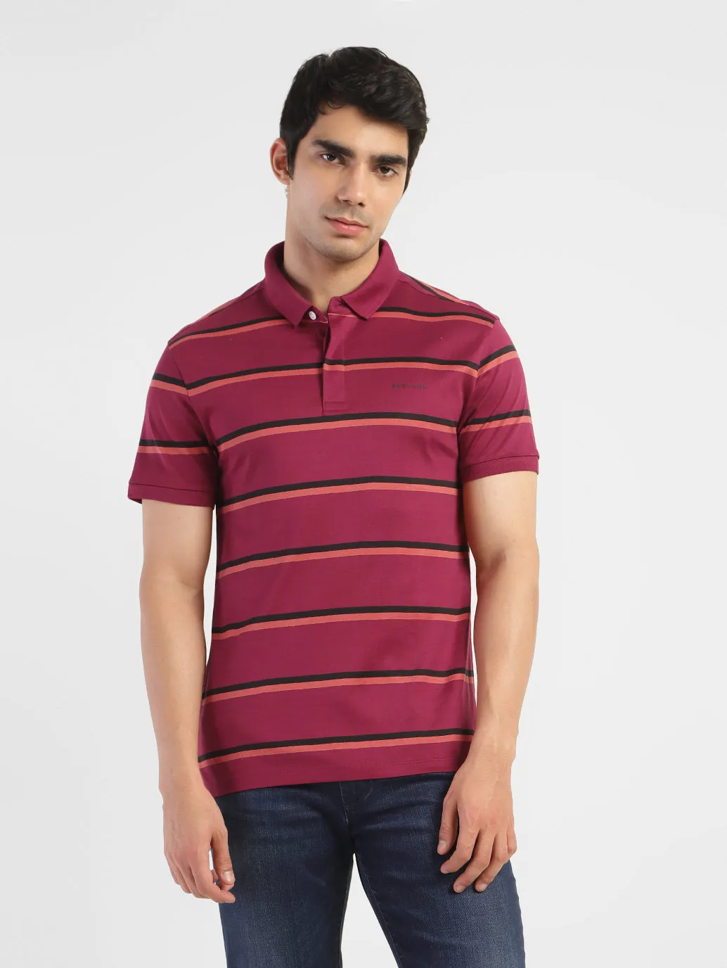 Men's Striped Slim Fit Polo T-shirt