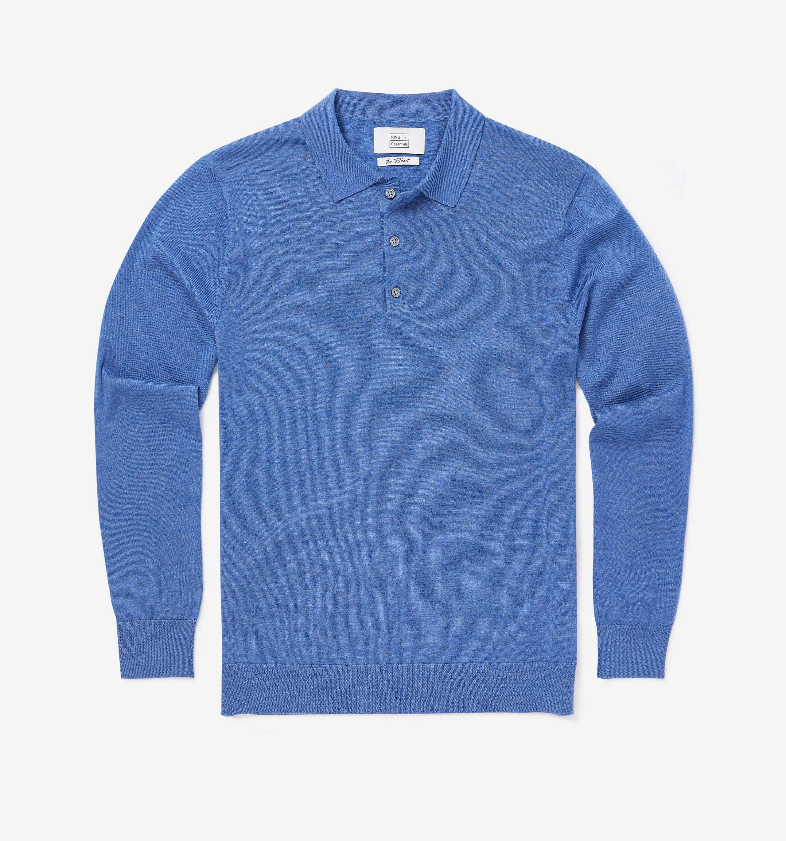 Merino Wool Polo Blue