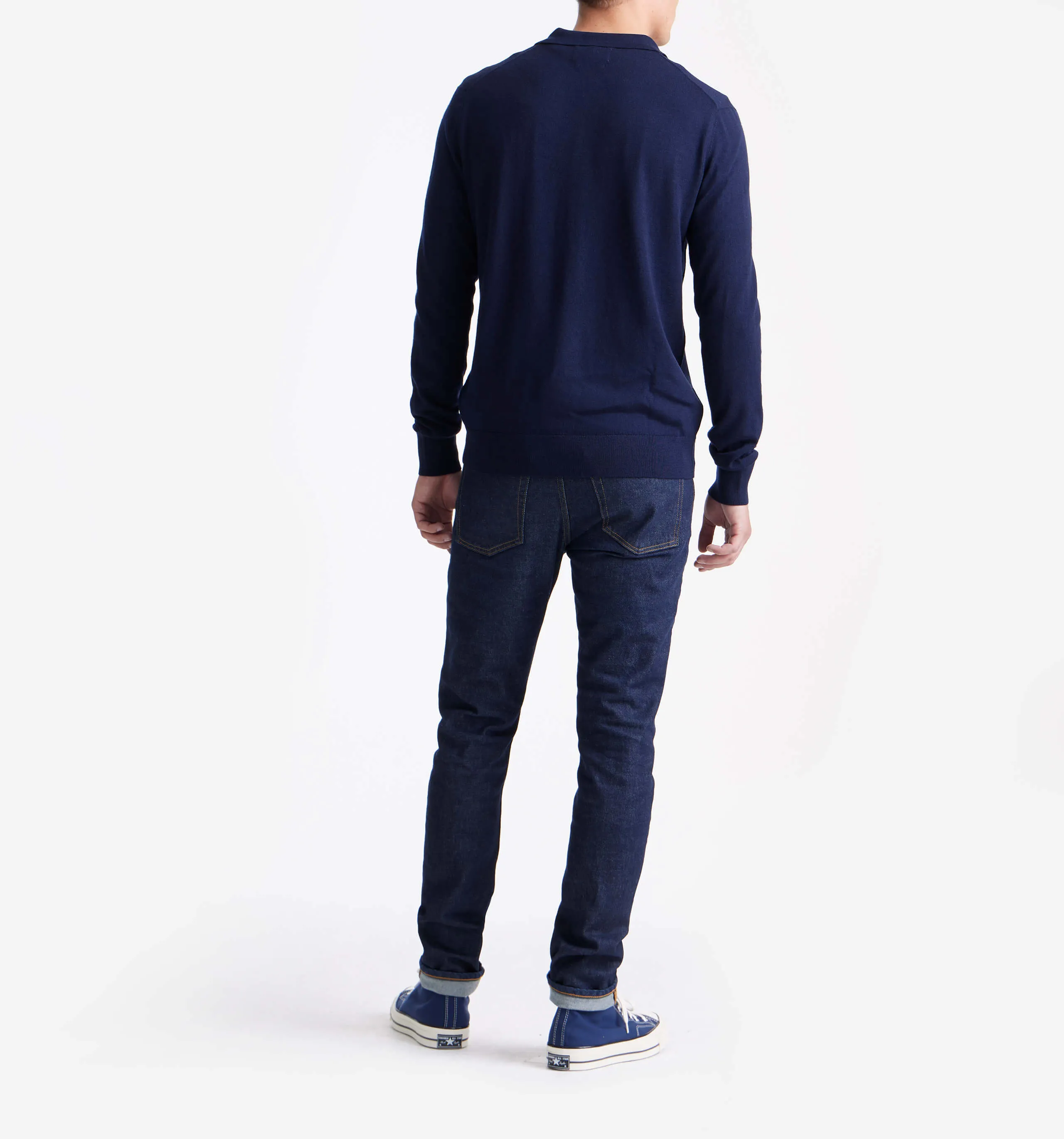 Merino Wool Polo Navy