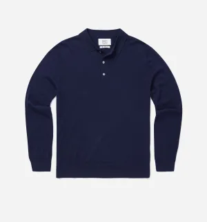 Merino Wool Polo Navy