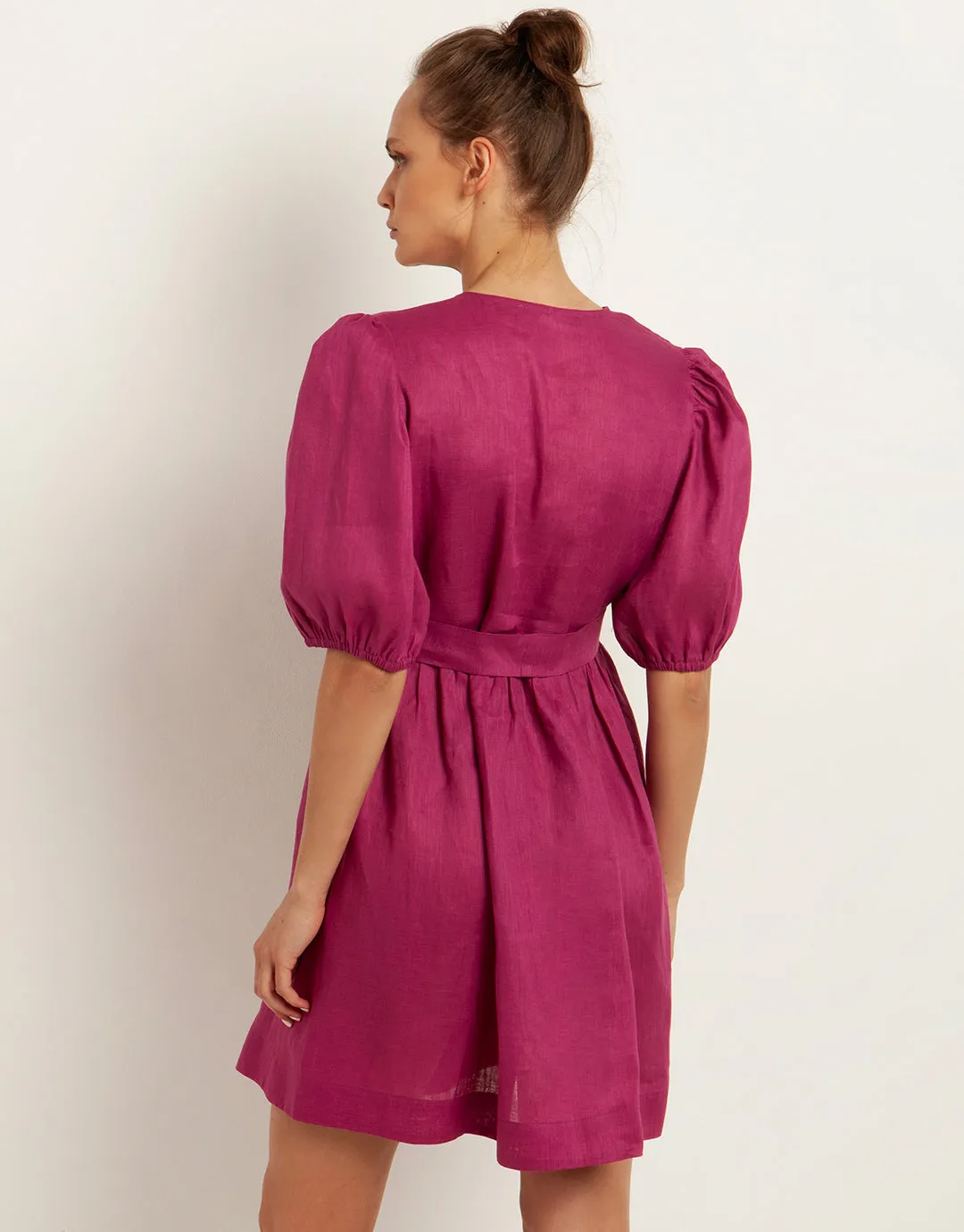 Minimal Mini Wrap Dress - Magenta