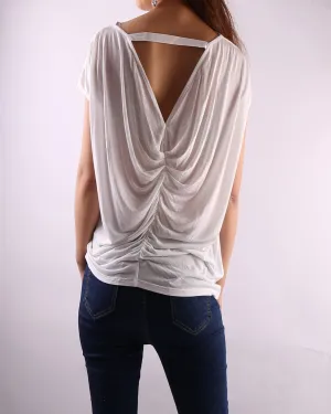 Modal Cotton draping short sleeve T-shirt/oversize top/white t-shirt(Y1803)