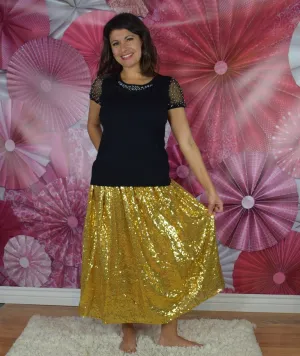 Mommy Maxi Skirt - Gold Sequin