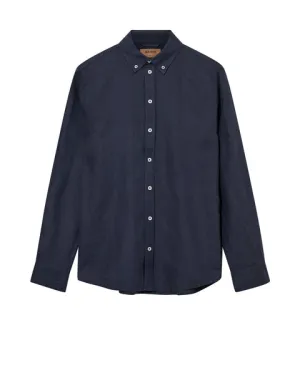 Mos Mosh Men Theo Linen Shirt - Mood Indigo