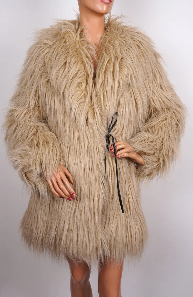 Moschino Mongolian Lamb Faux Fur Coat Ladies Size 8