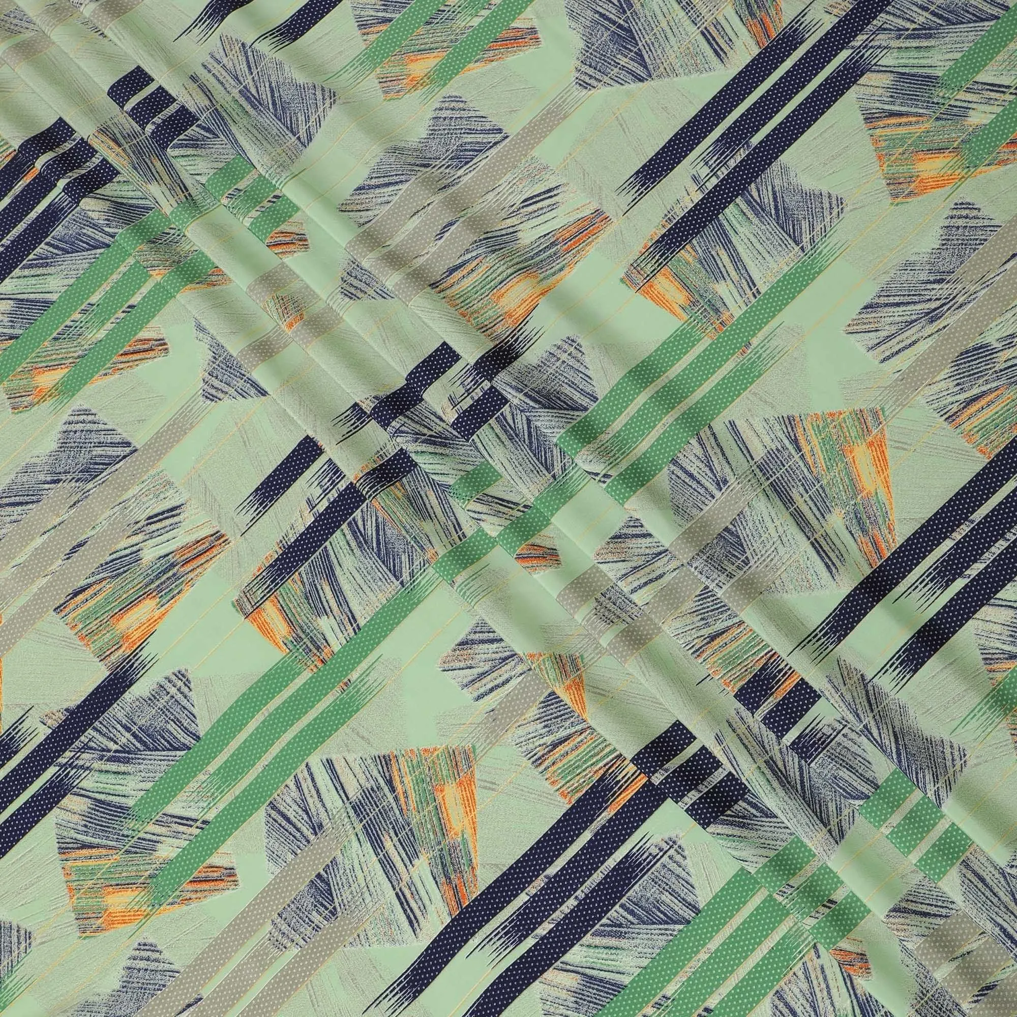 Multicolor synthetic crepe fabric in abstract design-D14180