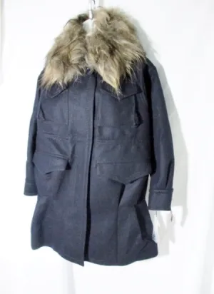 NWT NEW SACAI WOOL GOAT FUR jacket coat pockets Sz 1 BLACK