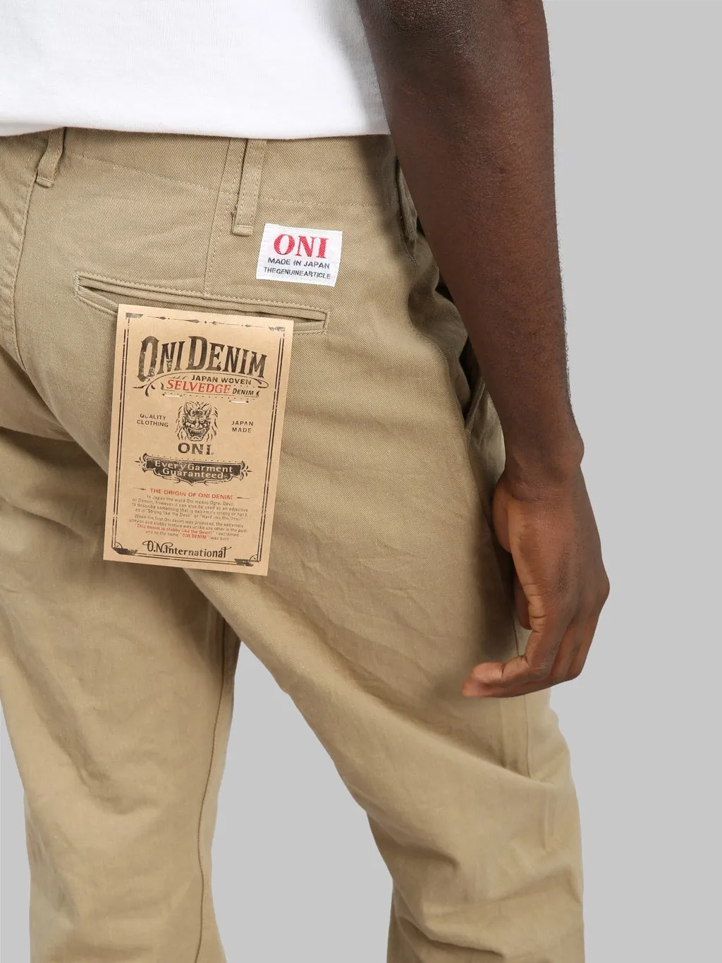 ONI Denim 737-SVC-KHB 9.5oz Selvedge Chino Trouser Khaki Beige