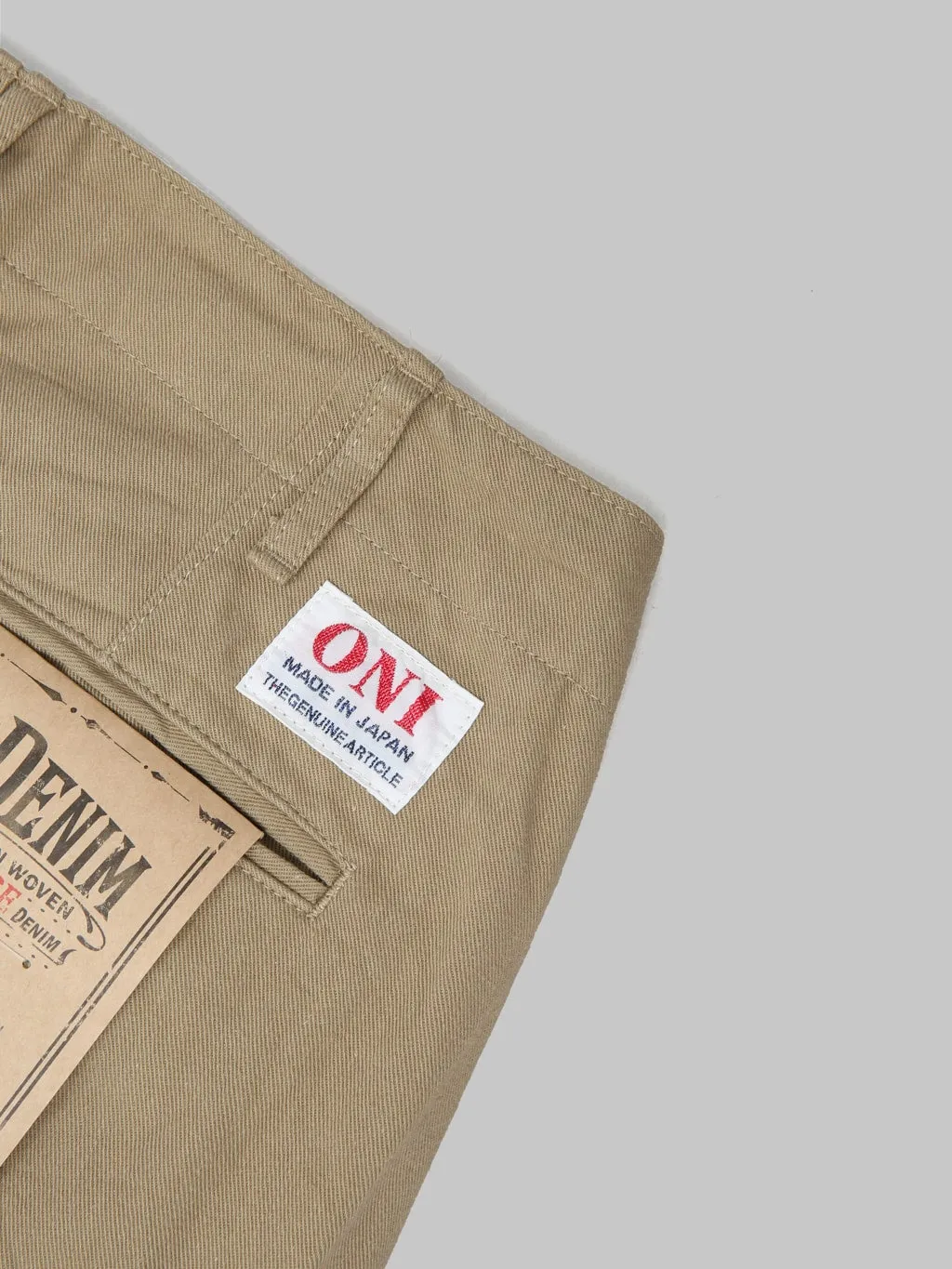 ONI Denim 737-SVC-KHB 9.5oz Selvedge Chino Trouser Khaki Beige