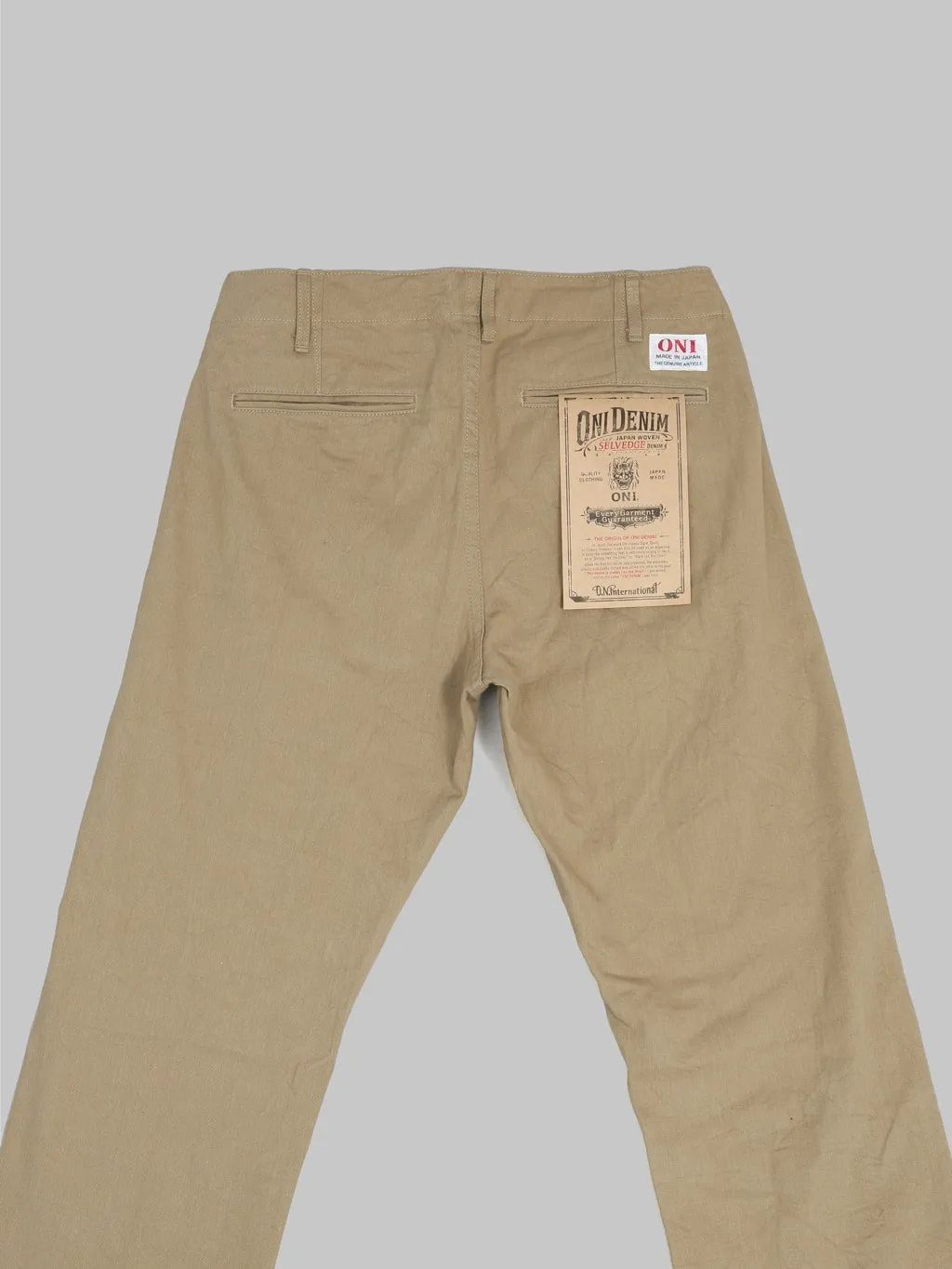 ONI Denim 737-SVC-KHB 9.5oz Selvedge Chino Trouser Khaki Beige