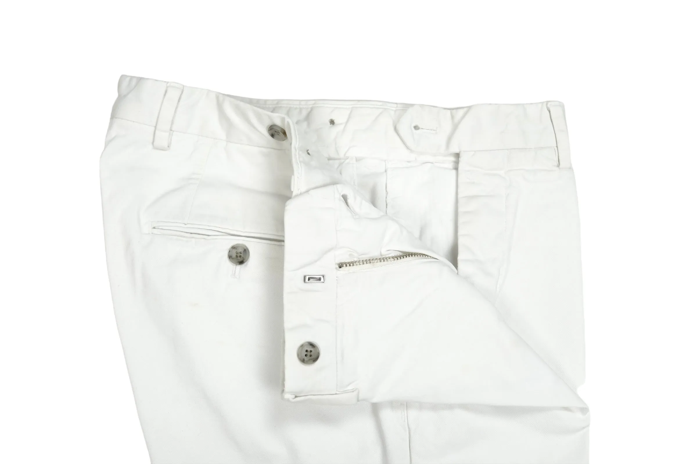 Oscar Jacobson - White Mid-Rise Cotton Chinos 48