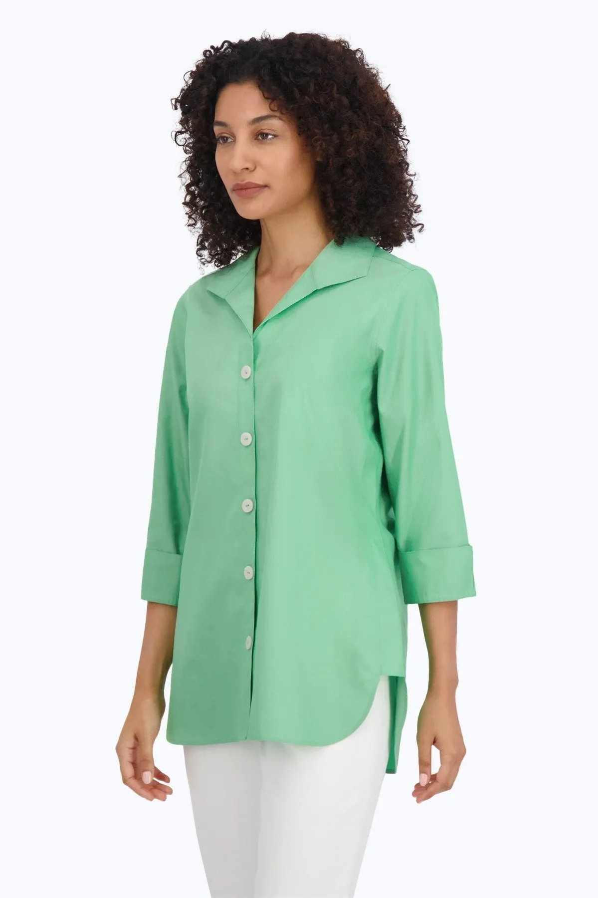 Pandora Pinpoint No Iron 3/4 Sleeve Tunic, New Leaf