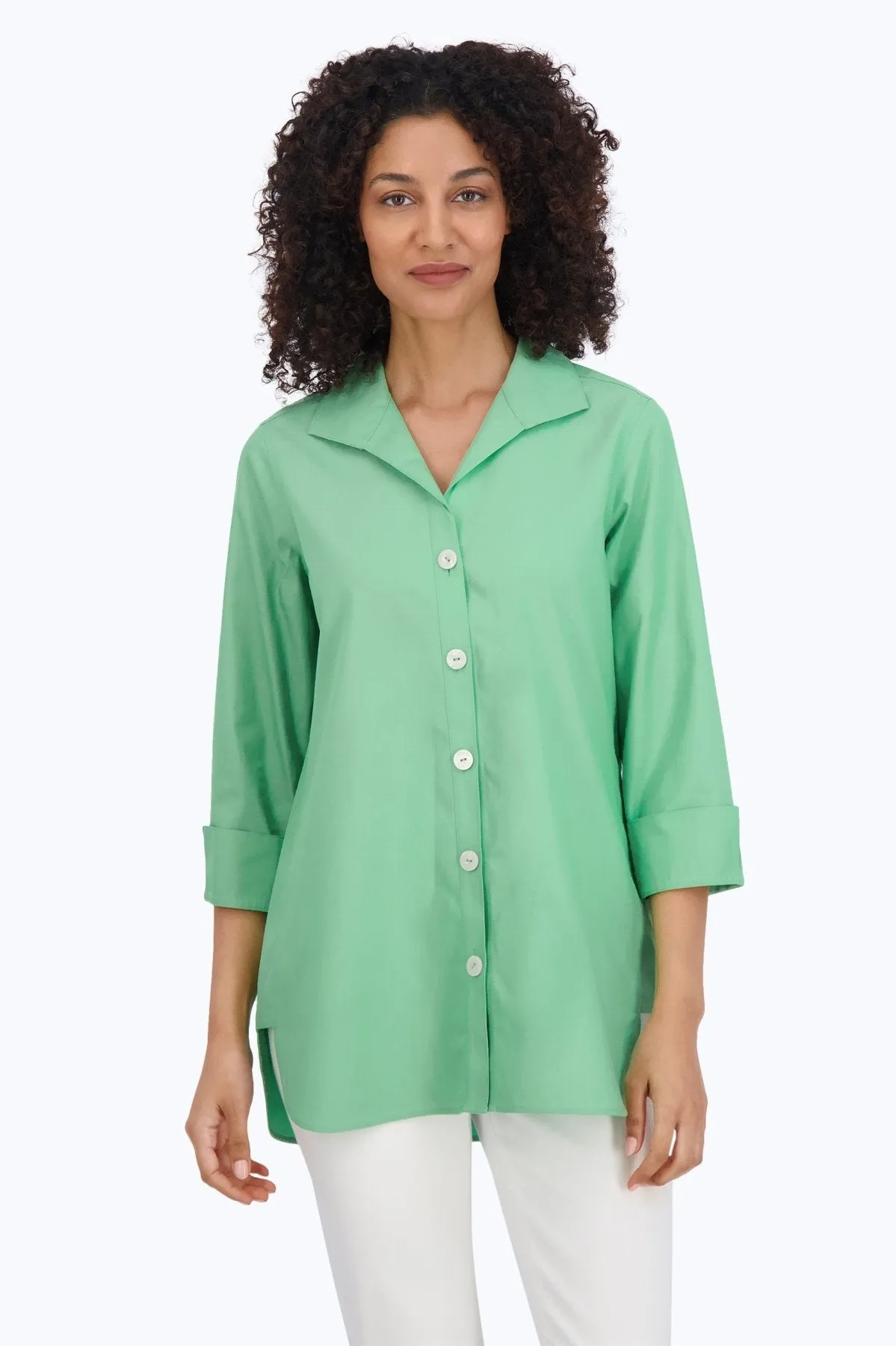 Pandora Pinpoint No Iron 3/4 Sleeve Tunic, New Leaf