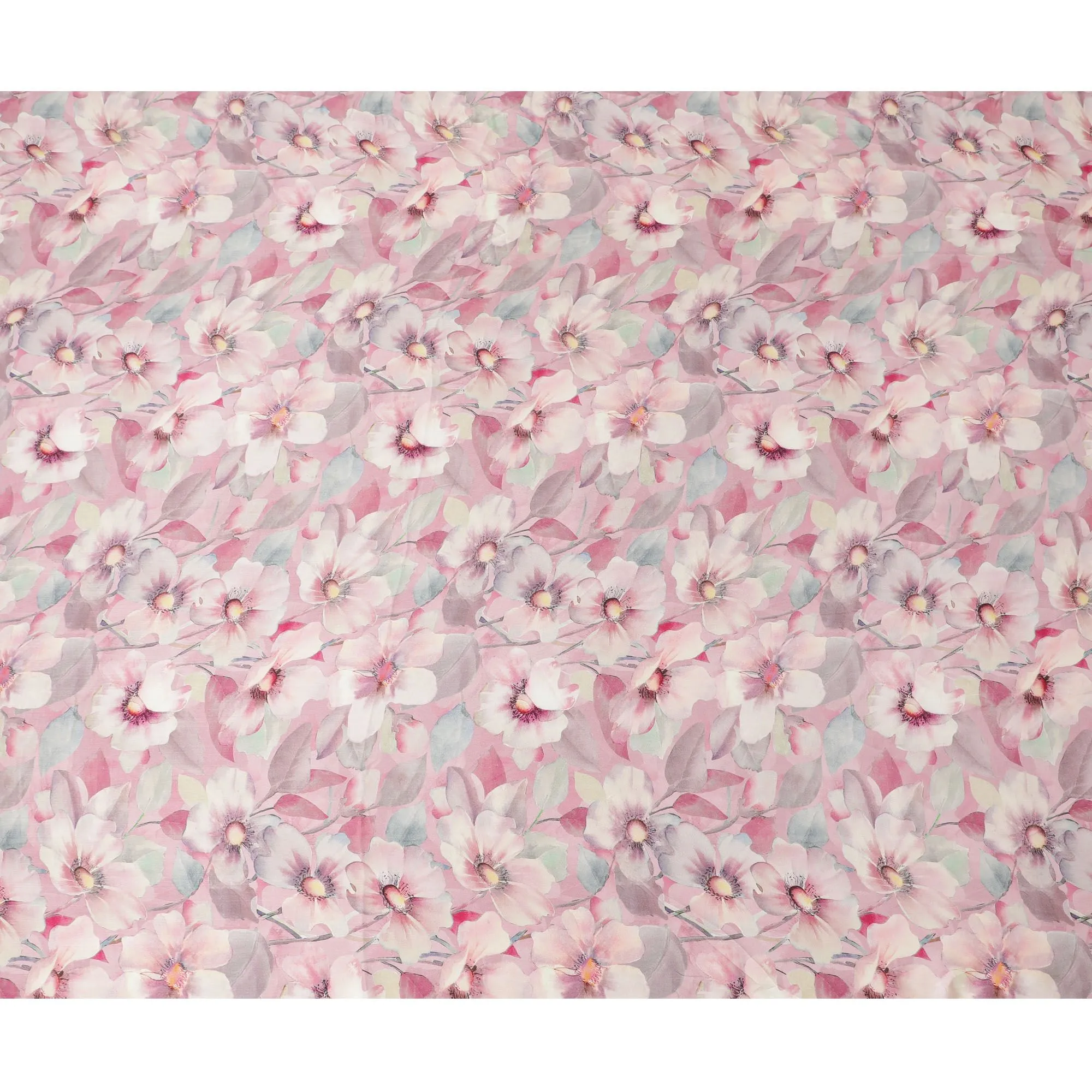 Pastel pink Floral Viscose Crepe Fabric - 110cm Wide - Ideal for Delicate Apparel - Buy Online-D18218