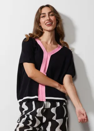 Pipped Top -Black/pink