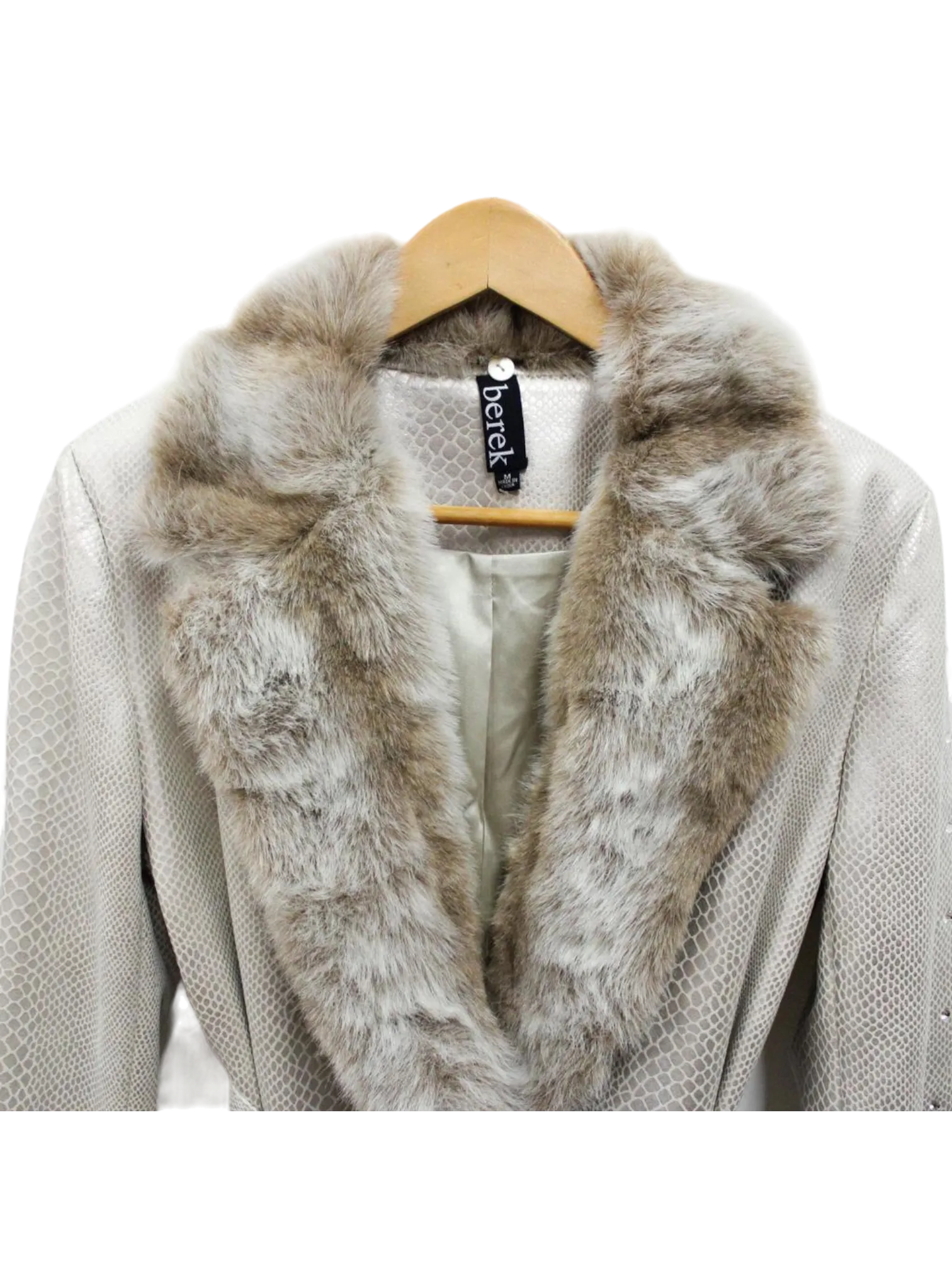 Platinum Cobra Luxe Wrap Coat W Fur Collar & Cuffs