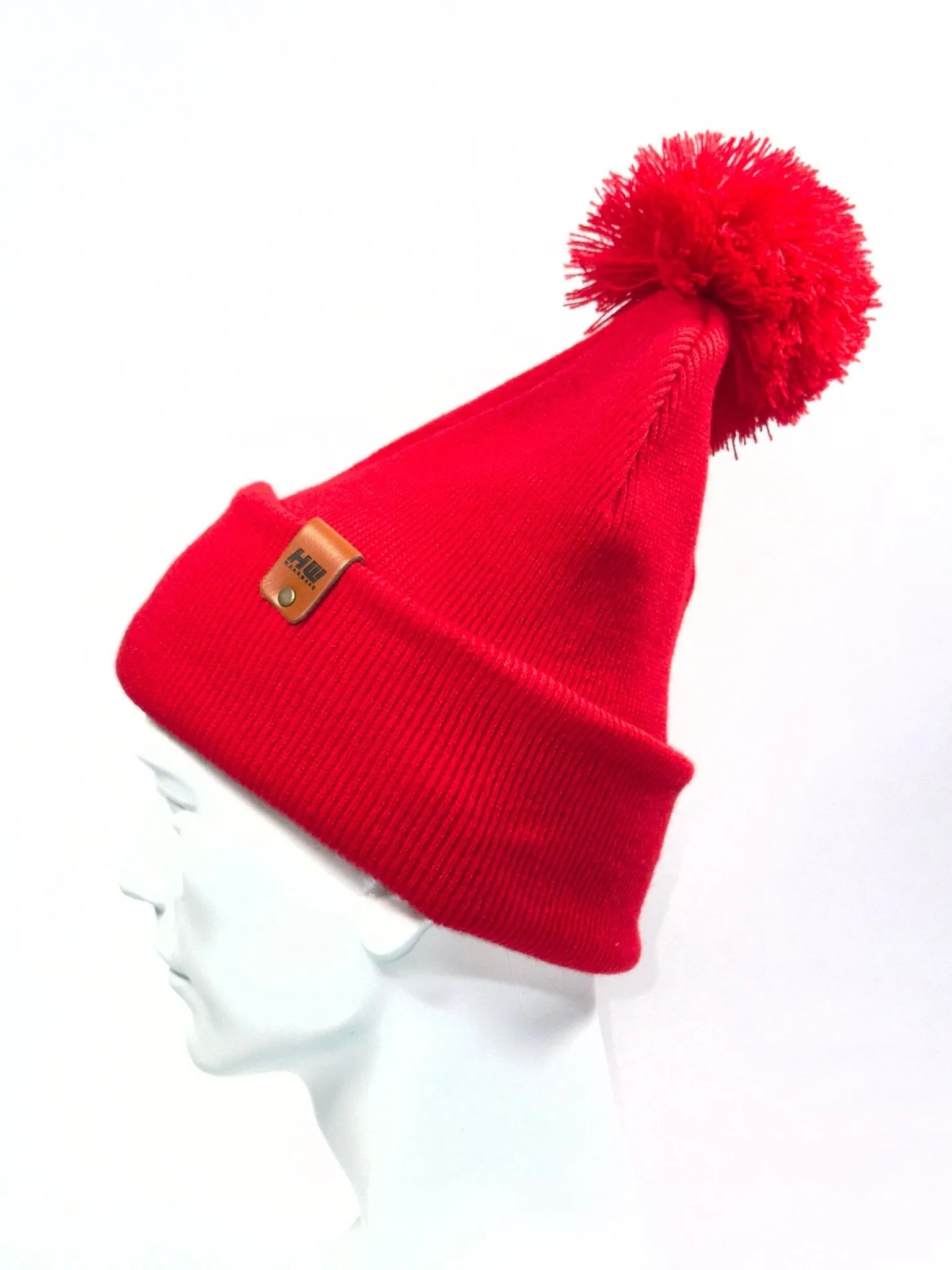 PTD108 HAAKWEAR Pom Pom Beanie - Made in USA - RED