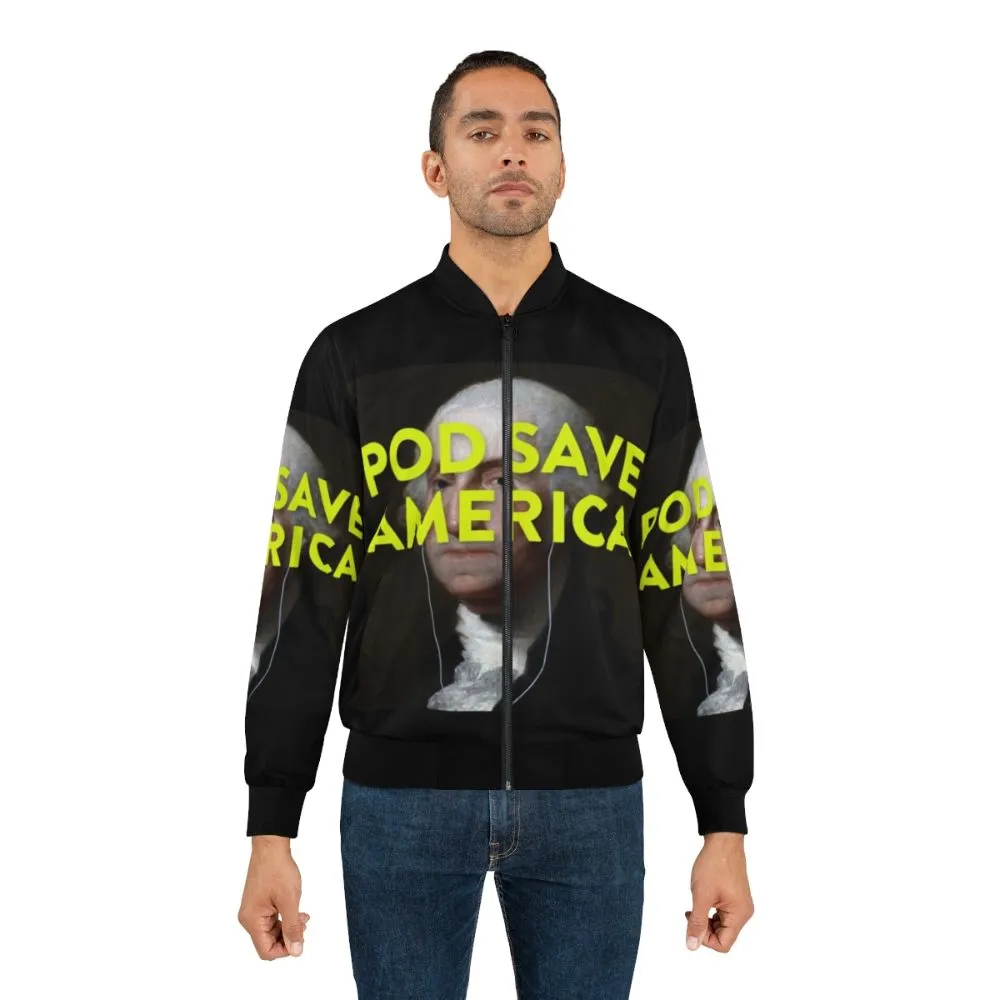 "Pod Save America Bomber Jacket - Political Podcast Merchandise"