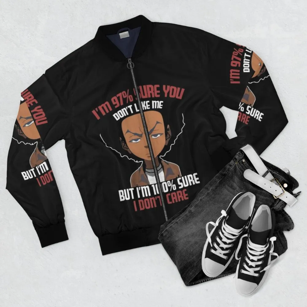 "The Boondocks" Freeman Don't Care Quote Bomber Jacket