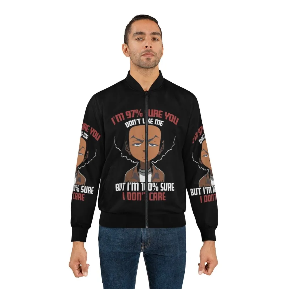 "The Boondocks" Freeman Don't Care Quote Bomber Jacket