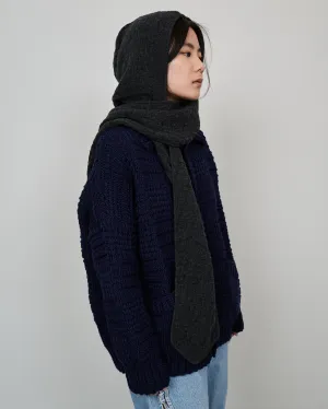 Radvilaitė Wool Hooded Scarf Charcoal